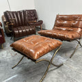 Barcelona chair - vintage style living room hotel sofa recliner - retro designer cigar chair - ohm single chair