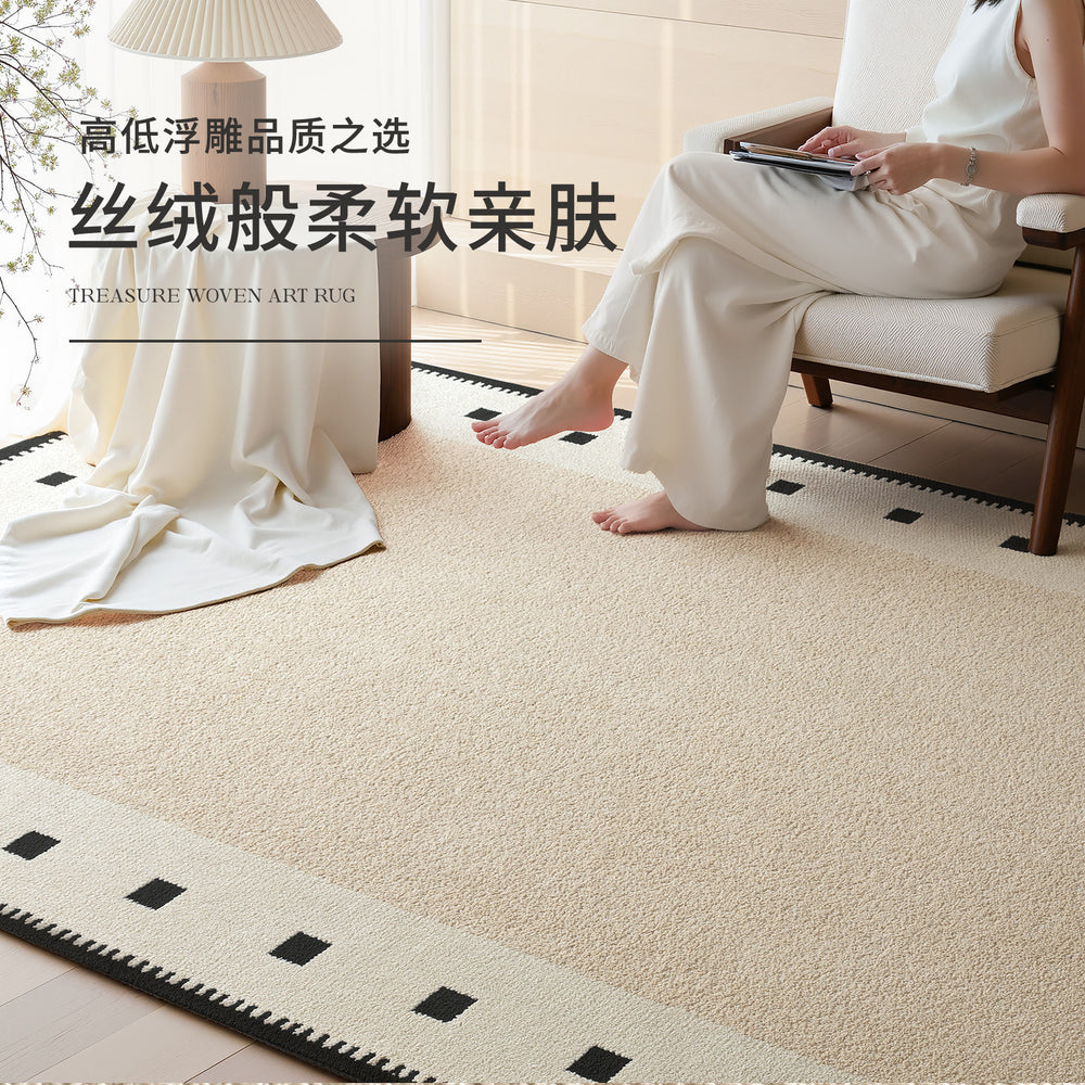 Diatom silk rug - waterproof, stain-resistant, premium sofa mat, modern style, thickened bedroom carpet, machine-woven, low-maintenance