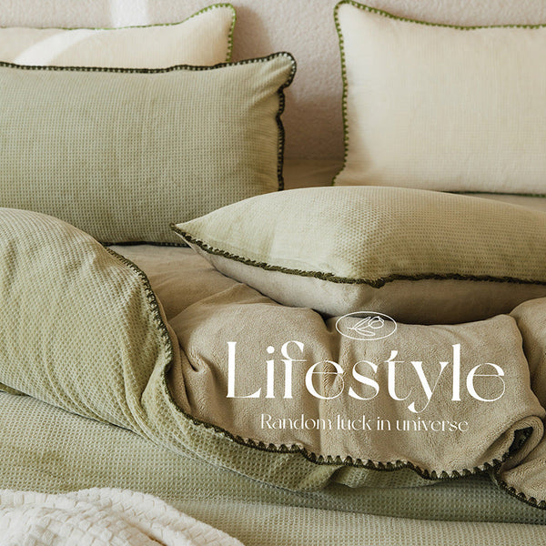 Nordic style light luxury waffle milk fleece bed four-piece coral fleece winter thickened double-sided fleece quilt cover sheets