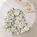 Baby cartoon pajamas, sleepwear, loungewear - stylish korean style, long-sleeved cardigan, pure cotton set, separates for toddlers and young children