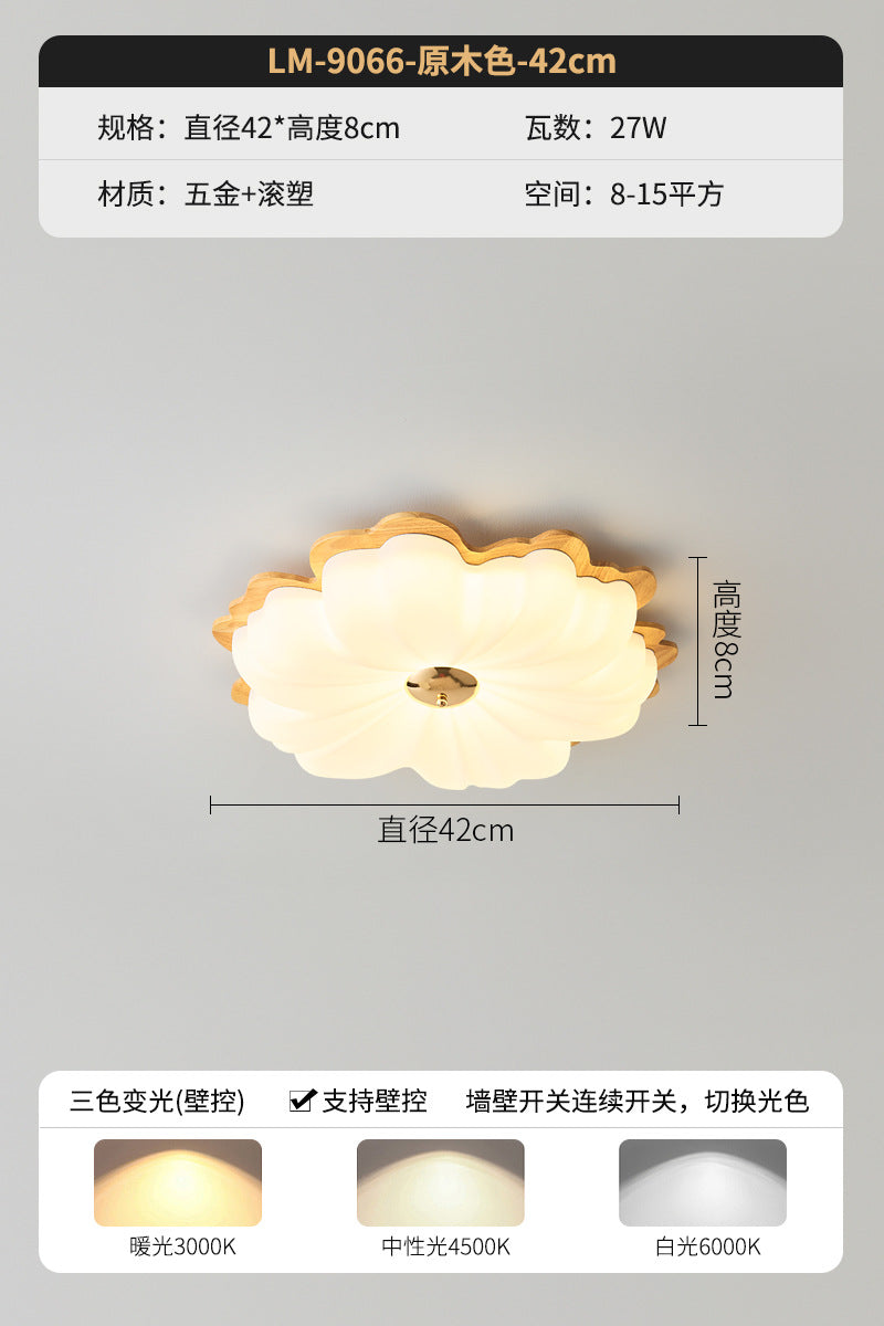 Walnut bedroom ceiling light medium antique solid wood petals full spectrum eye protection super bright book room children's room light
