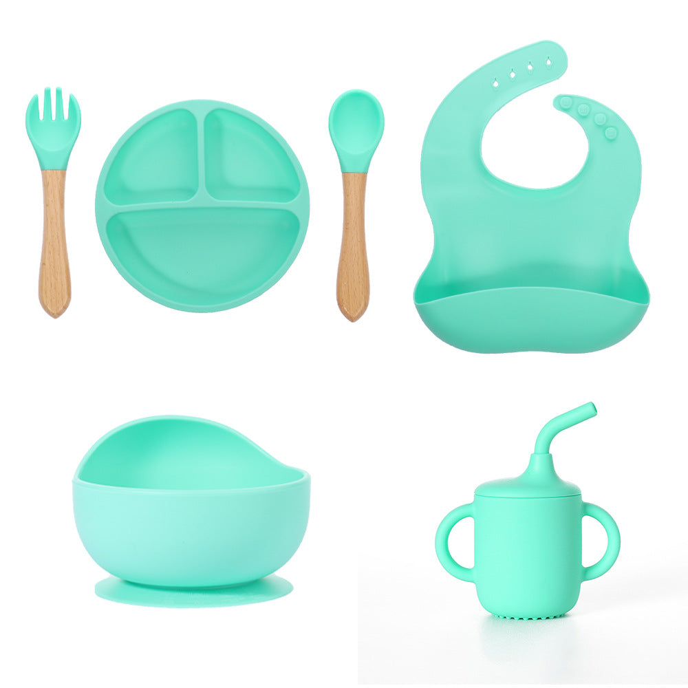 Children's Grid Silicone Plate, BPA Silicon Free Children's Gift Tableware Feeding Set Three Grid Plate