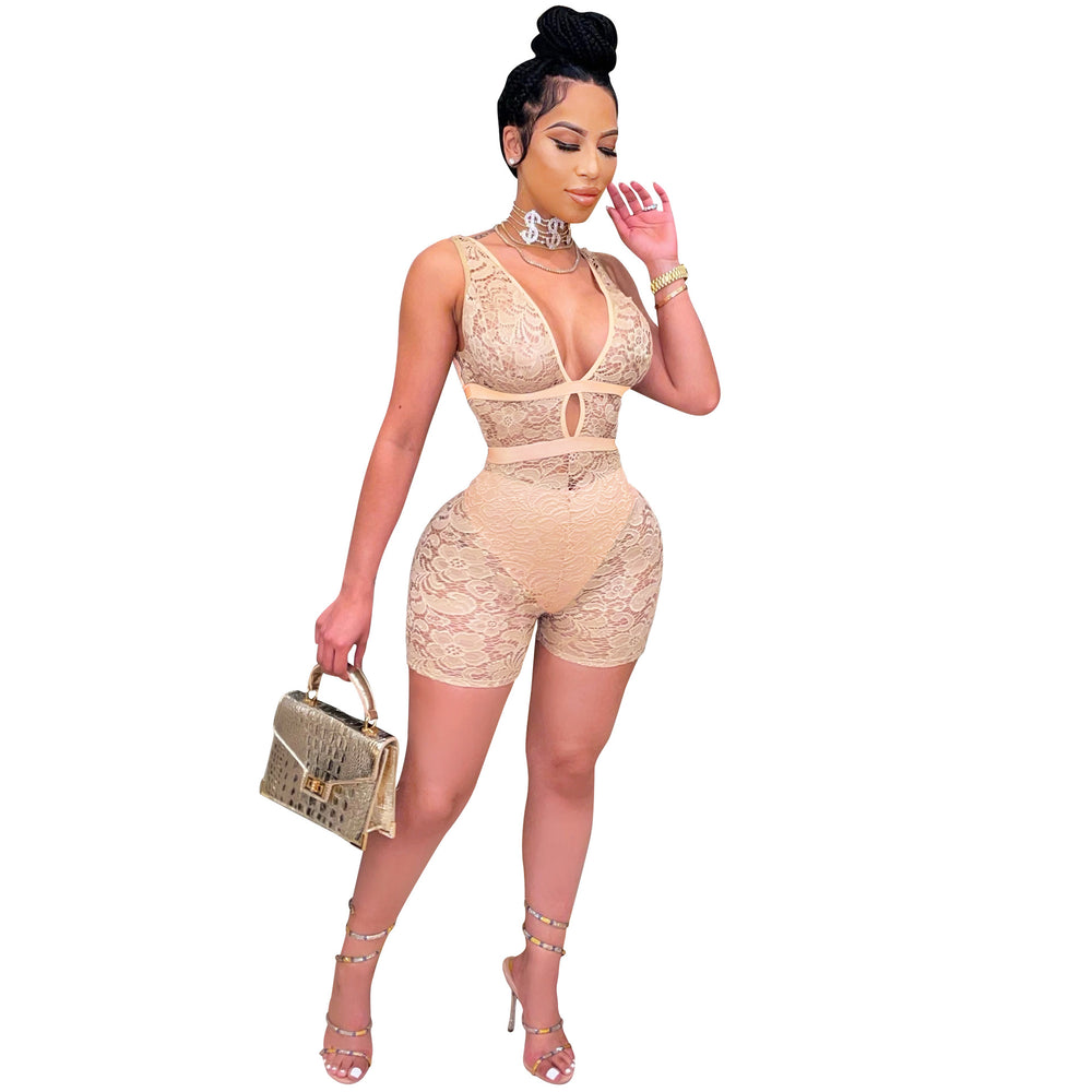 X5213 special offer: no returns or exchanges. please purchase with care. cross-border fashion women's sexy v-neck lace nightclub jumpsuit