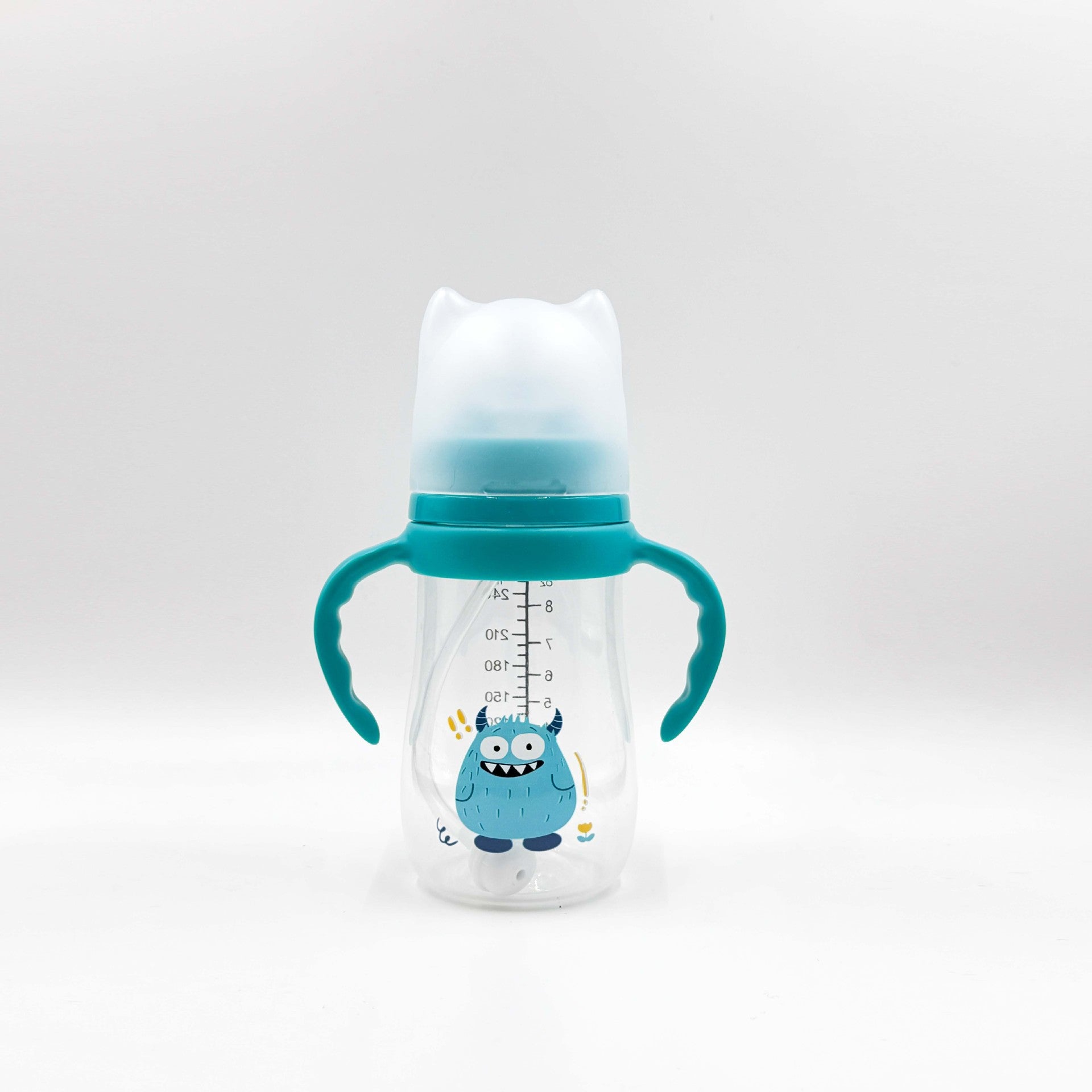 English boxed pacifier 210/240/300ml Monster series with handle PP bottle with straw