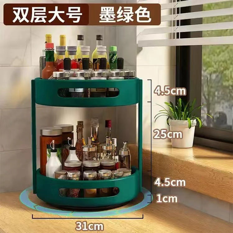 360-degree rotating spice rack - kitchen seasoning organizer, multi-functional condiment storage box and shelf