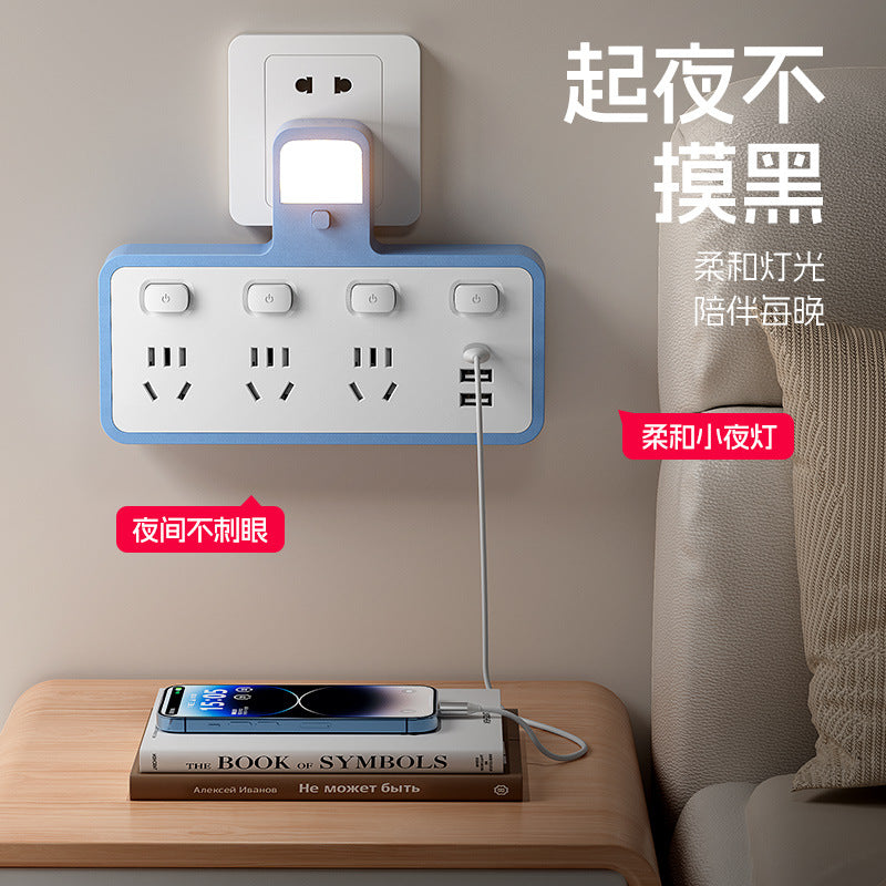 Smart converter office socket night light independent switch power strip wireless multifunctional usb power strip dormitory student