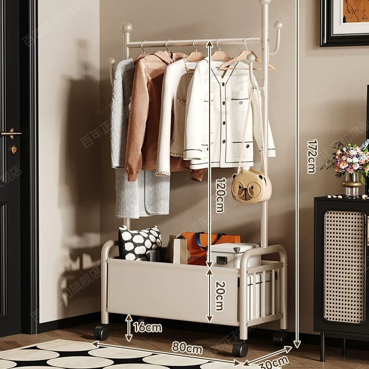 Popular floor-to-ceiling drying rack, multi-functional clothes hanging rod, indoor bedroom removable storage bedside coat rack