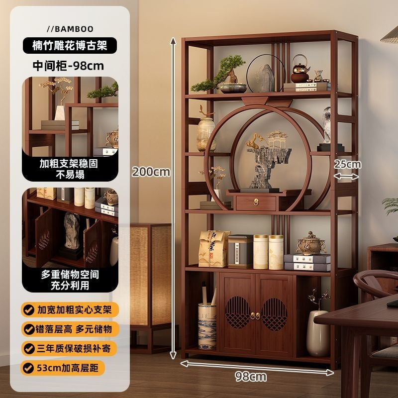 Chinoiserie bogu rack tea set storage rack living room tea display rack duobao pavilion for home tea cabinet purple clay pot display rack