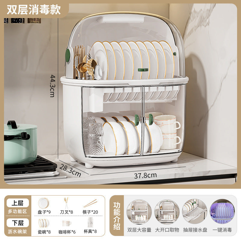 Golden Cat Kitchen Drain Cupboard with Lid Bowl Box Dishes Plates Chopsticks Cutlery Household Shelves Storage Box