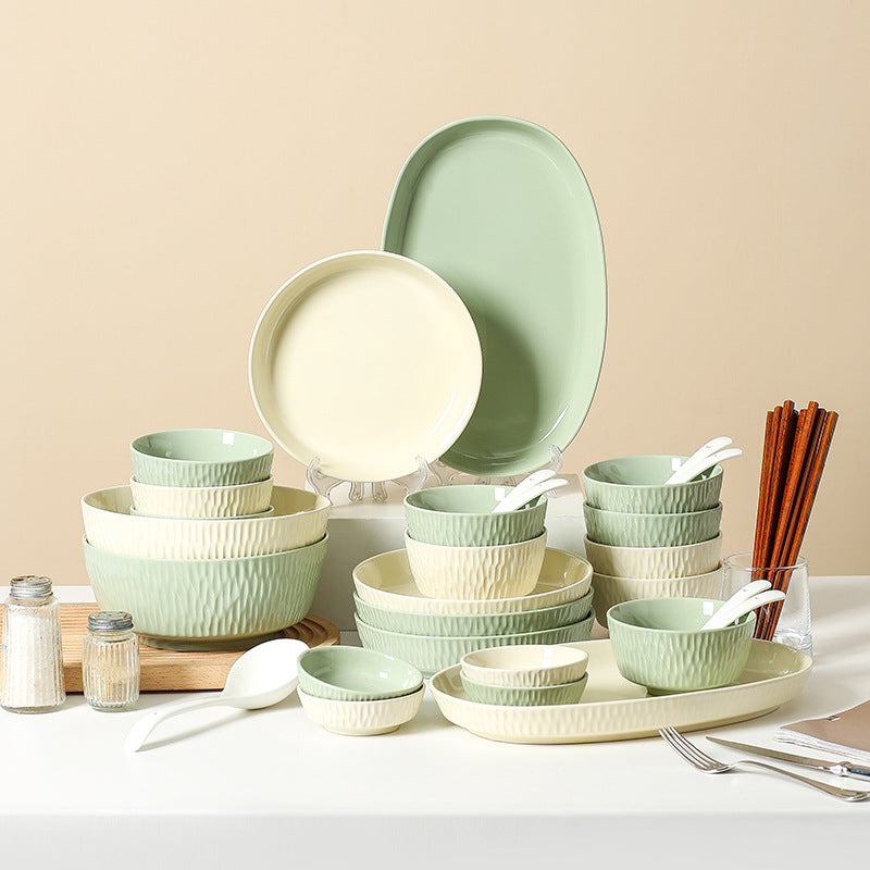Nordic dinnerware set - modern minimalist ceramic tableware for home use - stylish bowls, plates, and chopsticks combo - perfect for housewarming gifts
