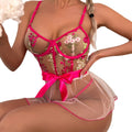 Factory direct wholesale european and american fashion sexy lingerie set - floral spring thong with embroidered mesh skirt (zt243)