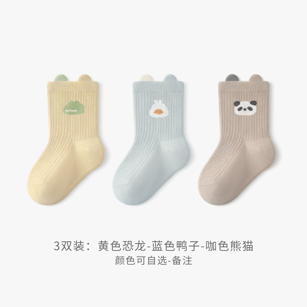 Babylon baby socks cartoon knee socks baby socks spring & fall combed cotton boneless baby does not tighten the legs and does not fall off the heels