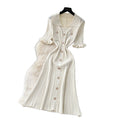K-style pink buttoned knittingdress women's 2026 summer silmwork clothingelegant silmslimming look a-line skirt