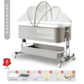 Aluminum alloy baby crib convertible to big bed, multifunctional portable folding children's bed, newborn baby bed with changing table