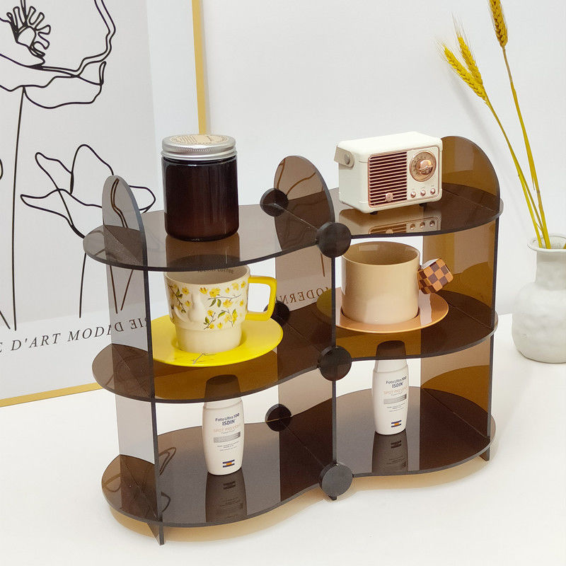 Nordic style acrylic perfume display rack, multi-tier mug organizer, desktop aromatherapy diffuser and water glass storage shelf