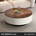 [80cm white cabinet + walnut pattern] coffee table - double drawers