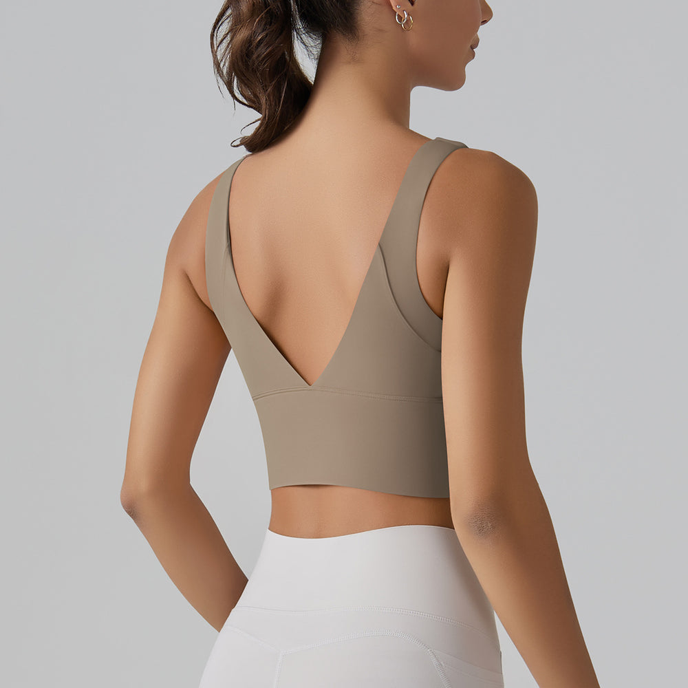 fashion v-shaped beautiful back cloud-sensing one-piece cup sports intimates tight high-elastic running fitness yoga wear bra