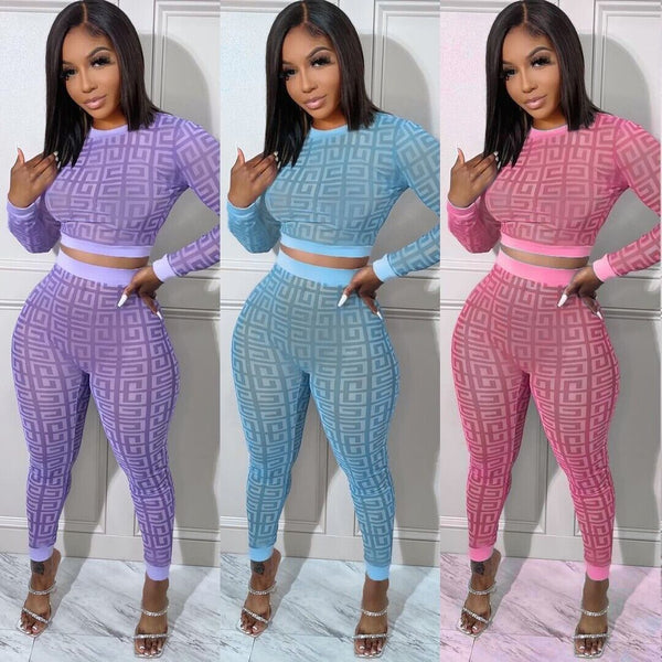 Y5237 autumn and winter European and American women's clothing fashion trend digital high definition printing sexy two-piece set