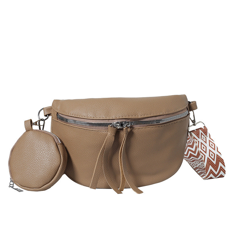 Foreign trade niche design women's breast bag 2024 new PU texture shoulder messenger bag solid color simple fashion fanny pack