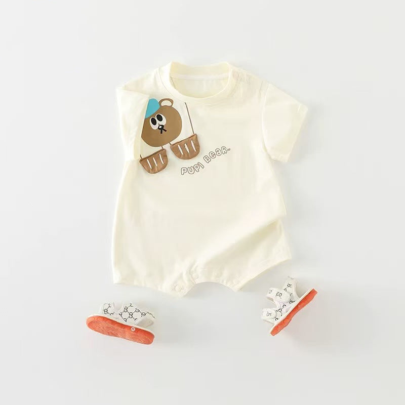 Summer cartoon short-sleeve ins style baby clothes - trendy & super cute romper, lightweight outfit for crawling and going out