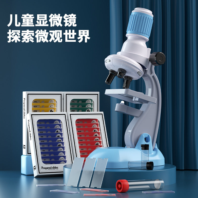 Kids' microscope 1200x professional scientific equipment biological experiment kit - junior high edition - educational toy for elementary school students