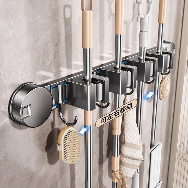Toilet suction cup mop wall hanging clip bathroom non-punching artifact fixed hook buckle broom storage hanger