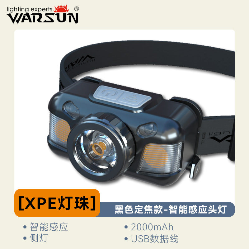 Walson manufacturer WD09 induction headlight strong light head-mounted led long battery life night fishing fish outdoor super bright mining lamp