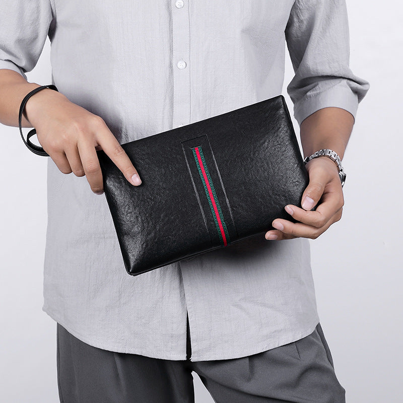 New men's bag fashion men's handbag leather luxury simple men's clutch bag first layer cowhide casual envelope bag