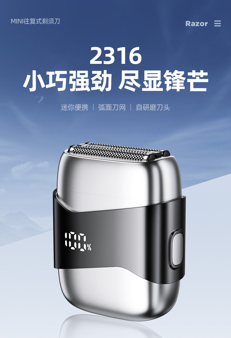 magnetic three-blade reciprocating mini electric shaver, portable fast charging, full body washable razor