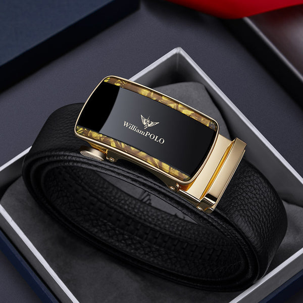 Emperor Paul Belt Men's Genuine Leather Belt Men's First Layer Cowhide High-end Automatic Button Head Genuine Belt Wholesale