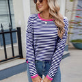 Fashion cross-border export women's clothing new arrivalcontrast color trim stripessweaterlooseeasiest for matchlong sleevesknittingpullovertops