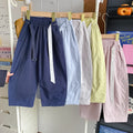 【100% cotton】summer lightweight breathable cool casual versatile belted scimitar casual pants 2614