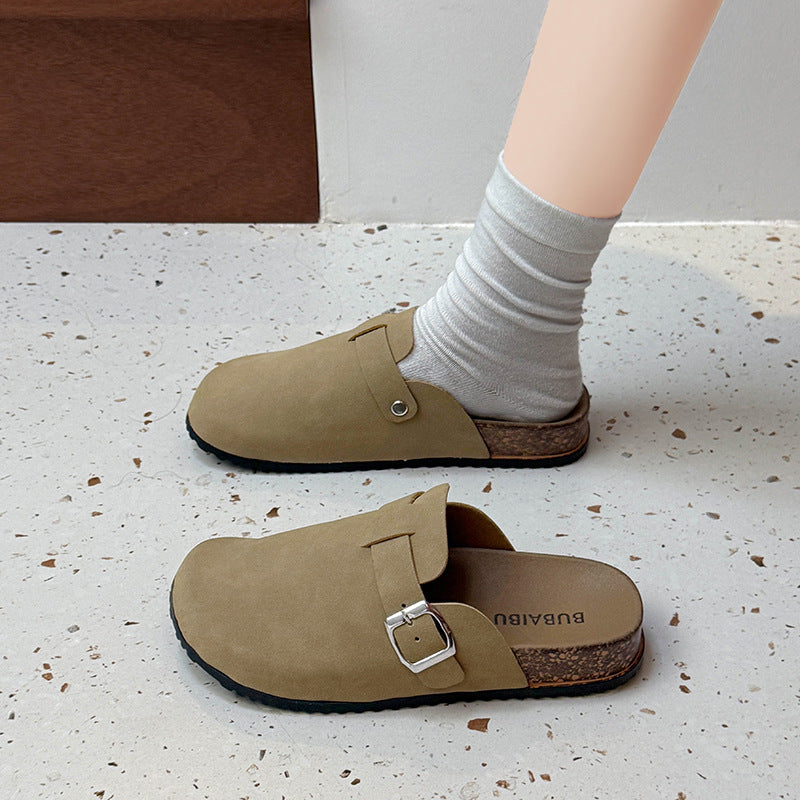 New arrivaloutwearthick sole birkenstock shoes toe toe lazy slippers women's shoes soft sole dopamine half pack shoes couple shoes