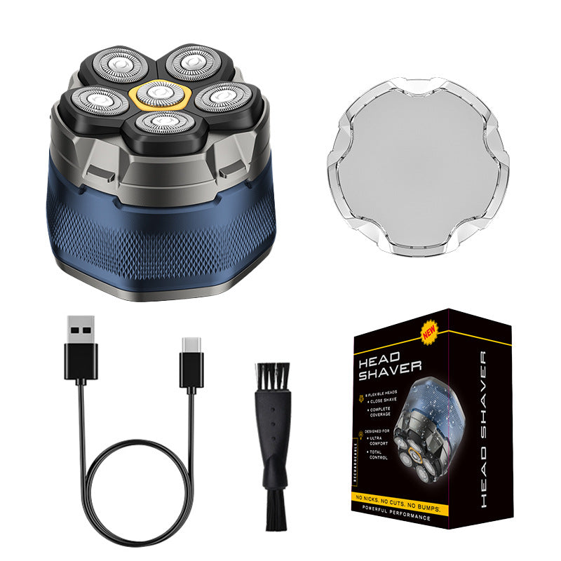 magnetic six-blade bald head handy gadget electric shaver shaving hairdressing full body washable fast charging digital display