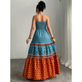 Aliexpress spring/summer new bohemian print beach dress, printed maxi dress