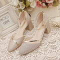 2021 summer new women's closed-toe sandals korean style pointed toe square heel chunky heel women's shoes one-strap buckle fashion sandals export