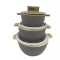 hot-selling factory direct sales fresh-keeping lunch box thermal insulation bucket golden handle high-end stainless steel thermal insulation pot three-piece combination