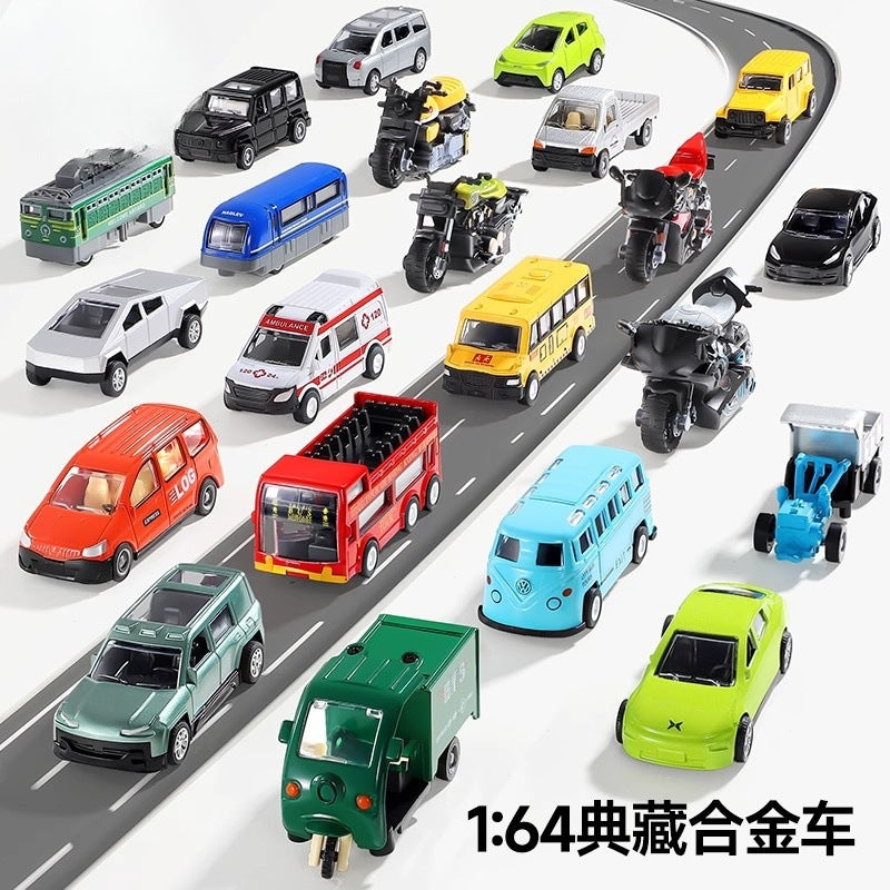 Kids' alloy diecast car model - realistic pull-back toy - collectible figurine for boys - ambulance, cargo truck, bus