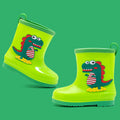 Kids' fashion waterproof warm rain boots - cute cartoon dinosaur design, non-slip, drawstring closure, all-season rain boots for boys and girls