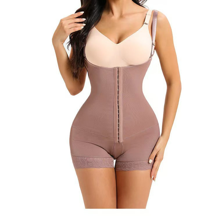 new cross-border hip-lifting and tummy-control shapewear bodysuit - buttoned mesh body shaper with open crotch and butt-lifting corset