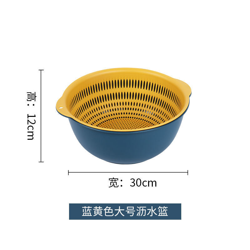 Double-layer sink drain basket six-piece set kitchen living room for home fruit washing plate casual plastic rice washing basket