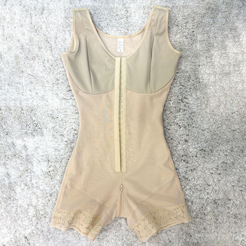 vest shapewear three-breasted women's jumpsuit zipper open pants shapewear all-in-one enhanced corset