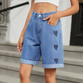 European and american clothing cross-border trade independent station  new arrival ripped and curled half length denim shorts casual pants trendy