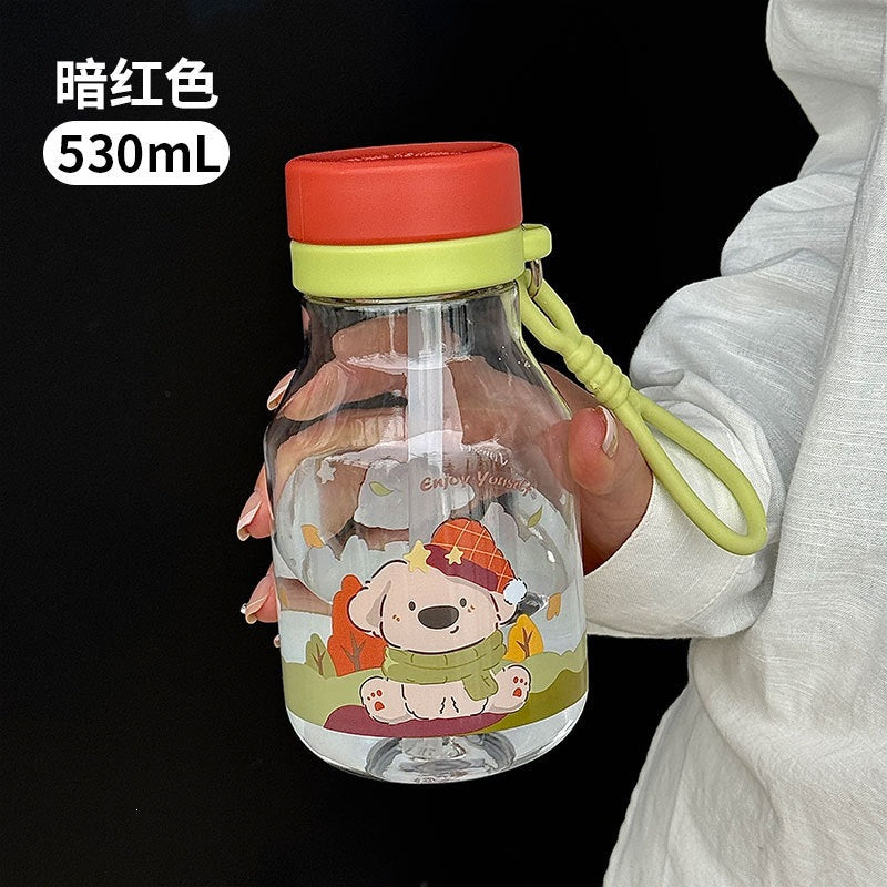 Summer travel plastic water bottle - stylish straw cup, cartoon design, large capacity, outdoor plastic cup - wholesale & customization available