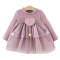 Baby dress girls  autumn new korean style chic princess mesh long sleeve round neck dress