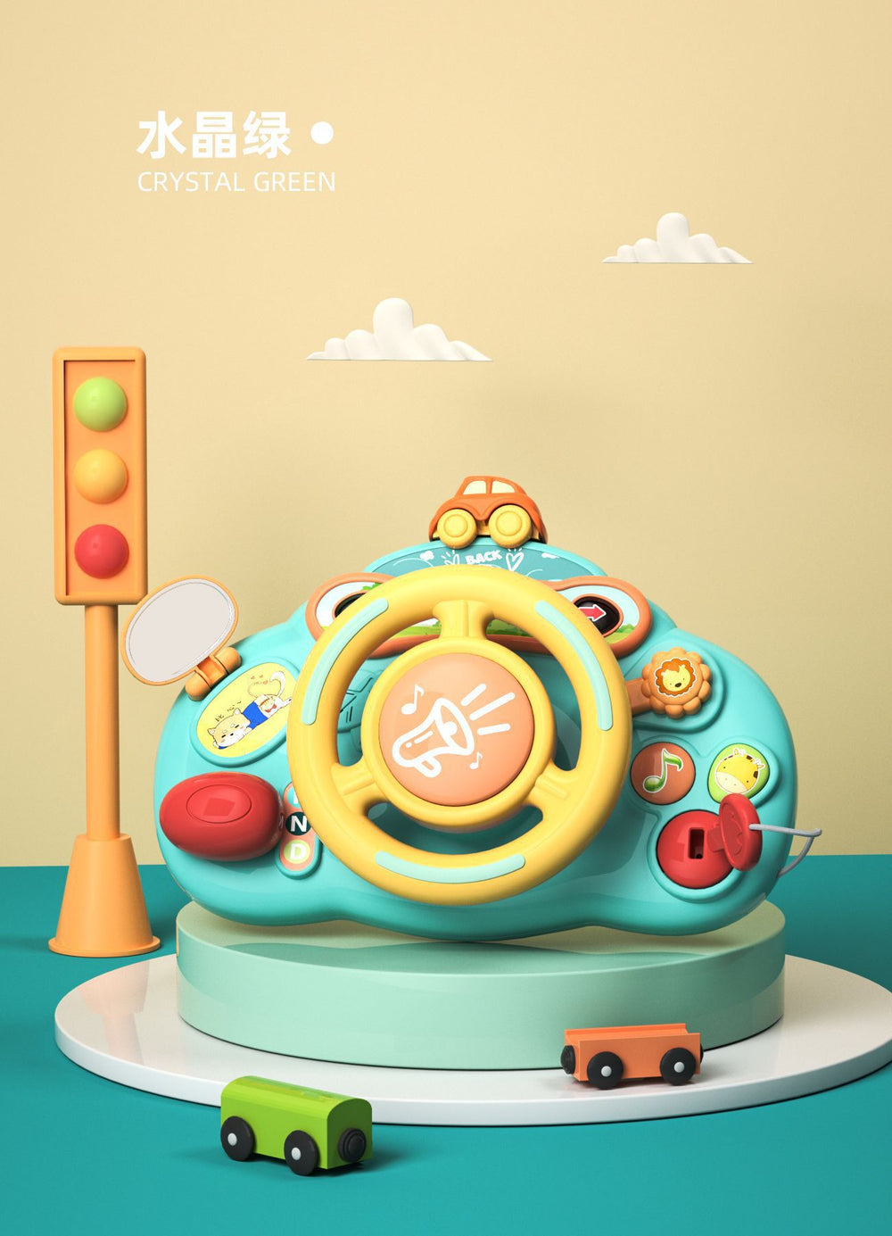 Wholesale children's realistic steering wheel toy - baby simulation car driving console - multifunctional early education educational toy