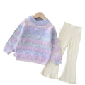 Girls' knitted sweater two-piece set - new autumn/winter  collection - thick, fuzzy, adorable pants set for baby girls