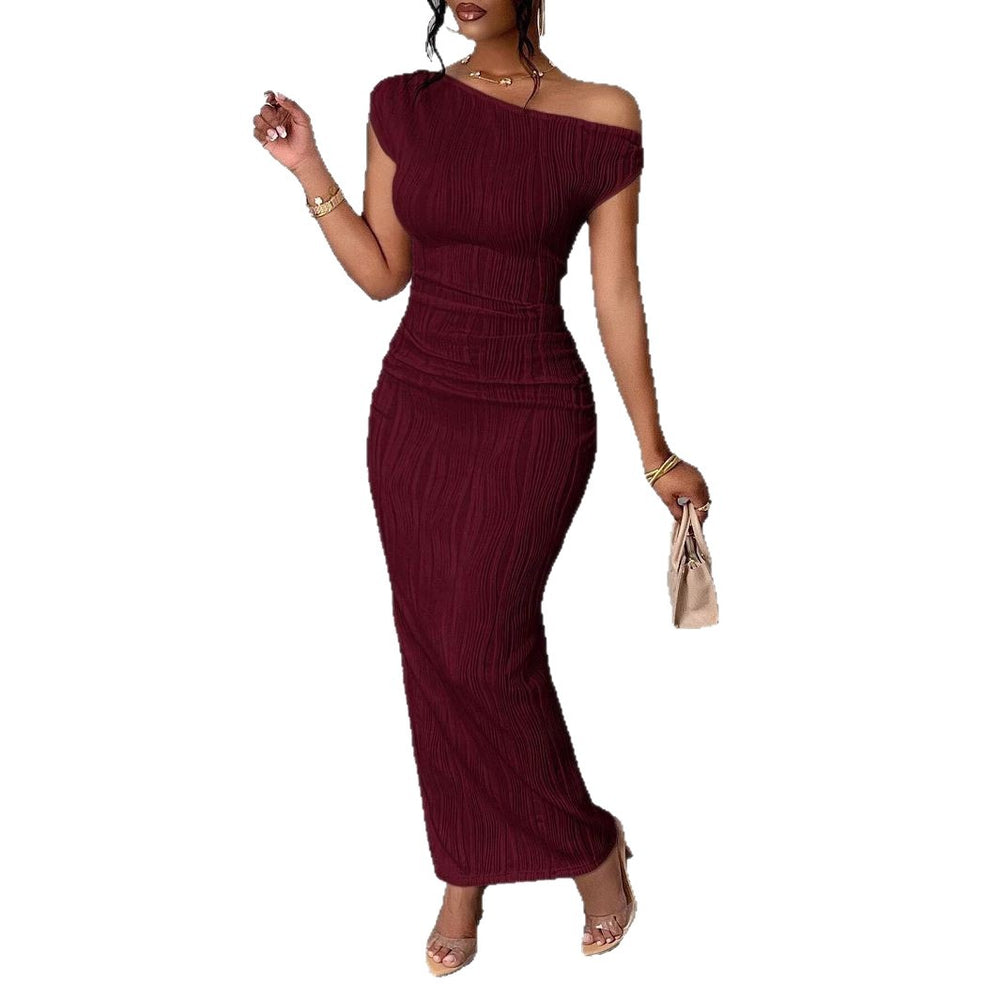 independent station new arrival cross-border cute fashion water ripple oblique shoulder dressin stock