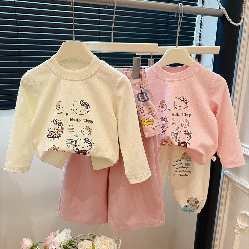 New spring girls' long-sleeve base layer t-shirt top, stylish and casual baby girl's fashionable sweatshirt, trendy children's clothing