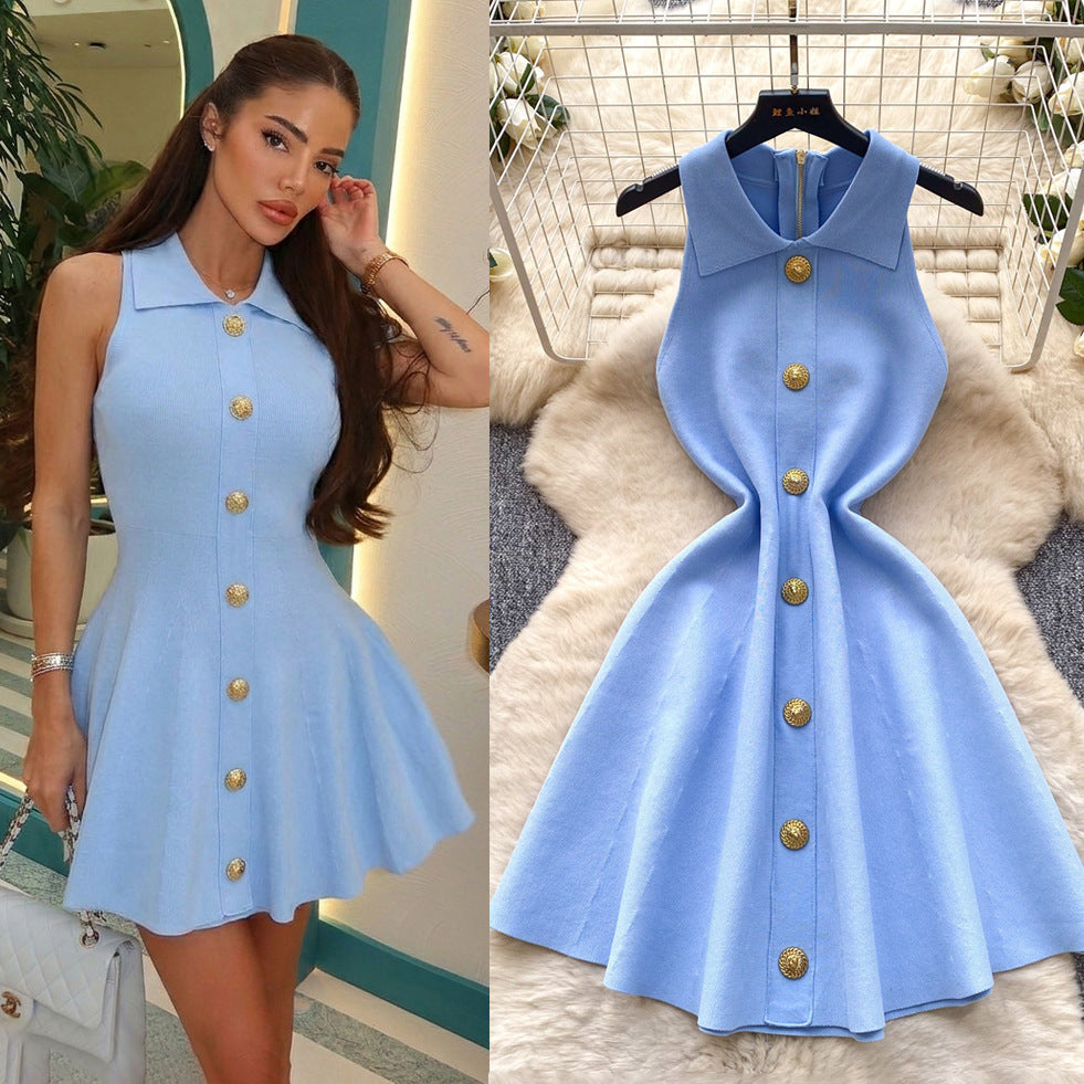 spring new arrival: sleeveless knit tank dress - cinched waist, flared skirt, petite-friendly inner layer/underskirt